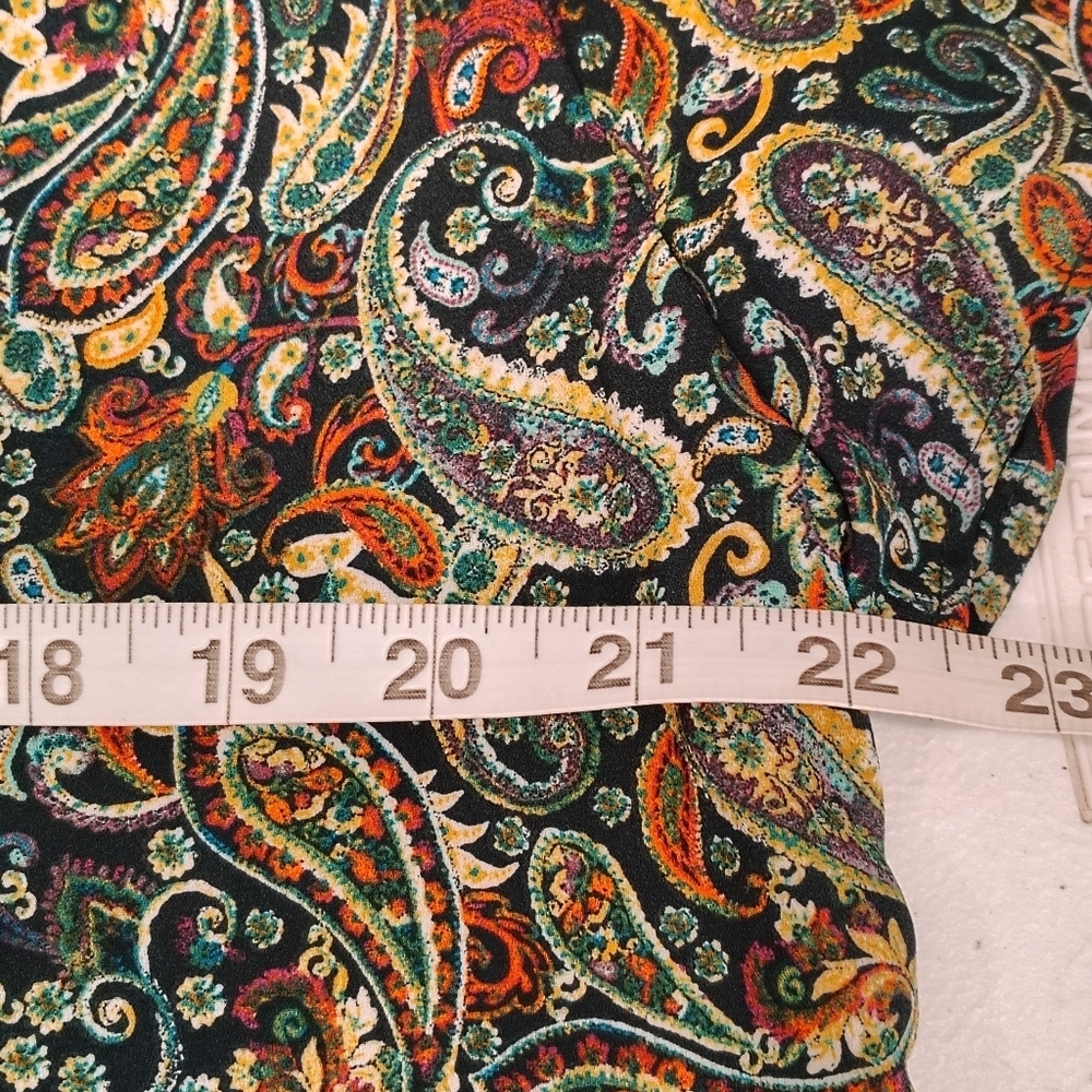 Counterparts Blouse Women's Size LG Paisley Print Flutter Sleeve Boho Career - Picture 2 of 8